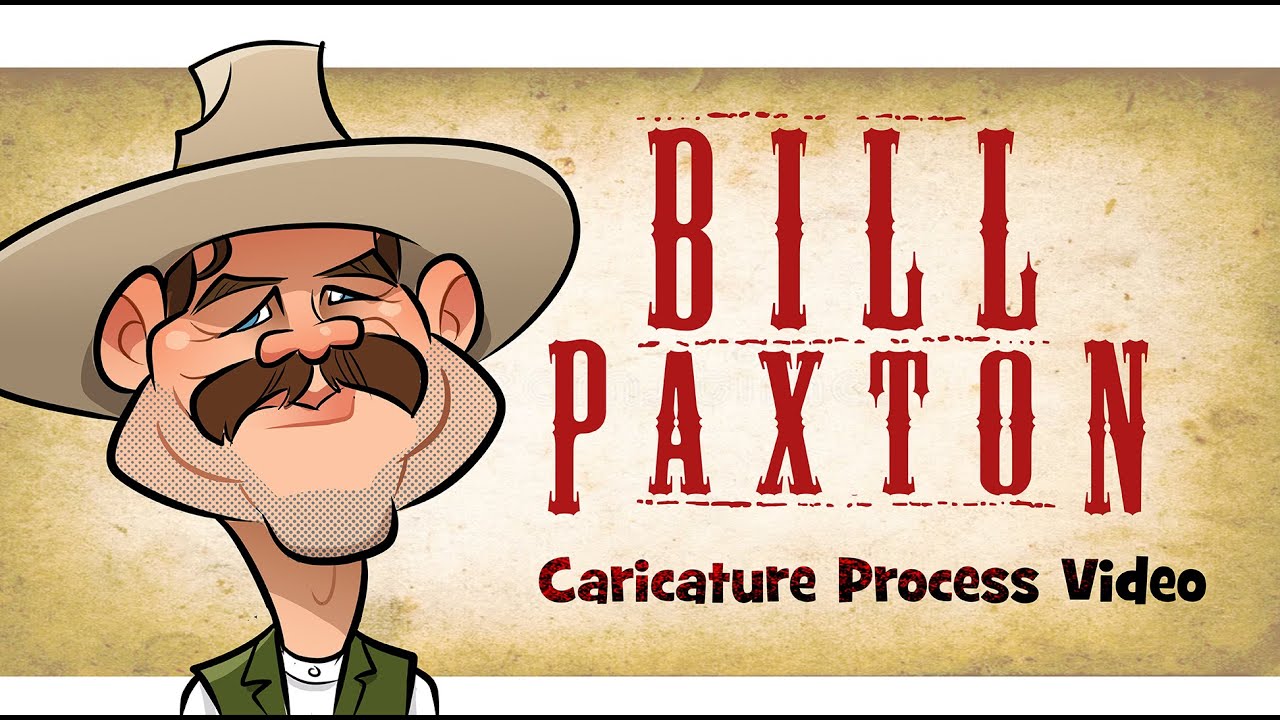 Bill Paxton (Morgan Earp from Tombstone) Caricature art drawing process tutorial timelapse