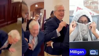 Mitch McConnell, 83, falls after being asked about ICE: flop or foul?