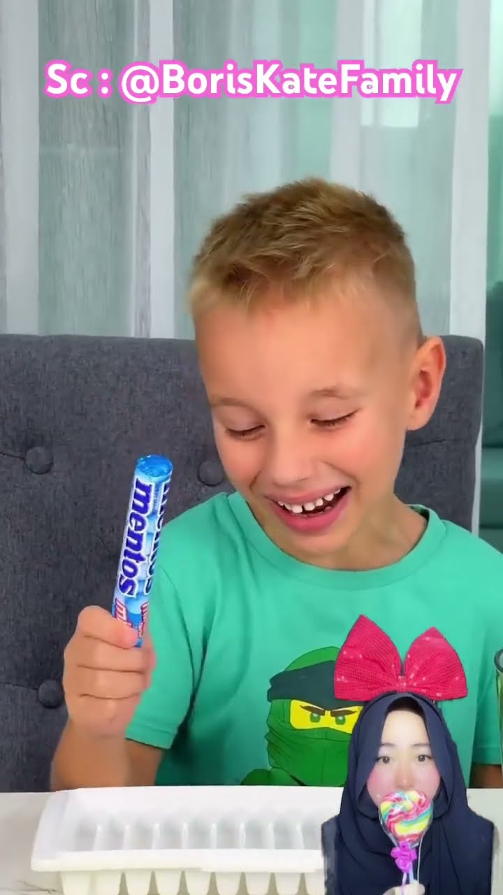 PAPA MEREBUT COCA COLA ADEK ⁉️tapi Adek pintar kasih Mentos di Colanya?@BorisKateFamily #shorts