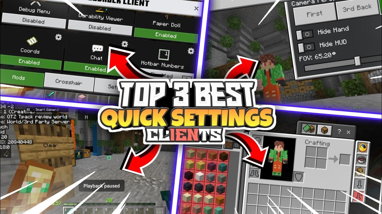 Top 3 Best Quick Settings client For MCPE | Minecraft PE quick settings ...
