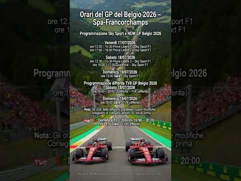 Video Formula 1, Orari SKY e TV8, del GP del Belgio 2026