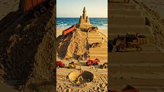 Tiny Workers Build a Giant Sandcastle #aianimation