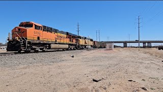 BNSF 6199 with SD70MAC 2nd Out Leads Empty Coal Train with 3 Rear DPU's! 2x3