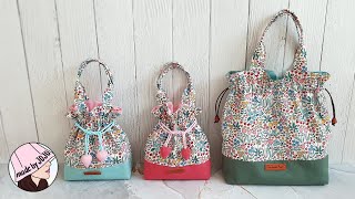 How to Make Cute Drawstring Bags for Girls and Moms l Sewing Pattern Download l made by JOJO