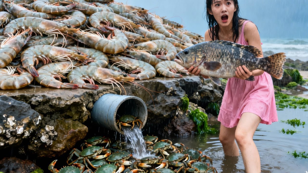It's So Satisfying To See The Beached Big Fish And Shrimp!