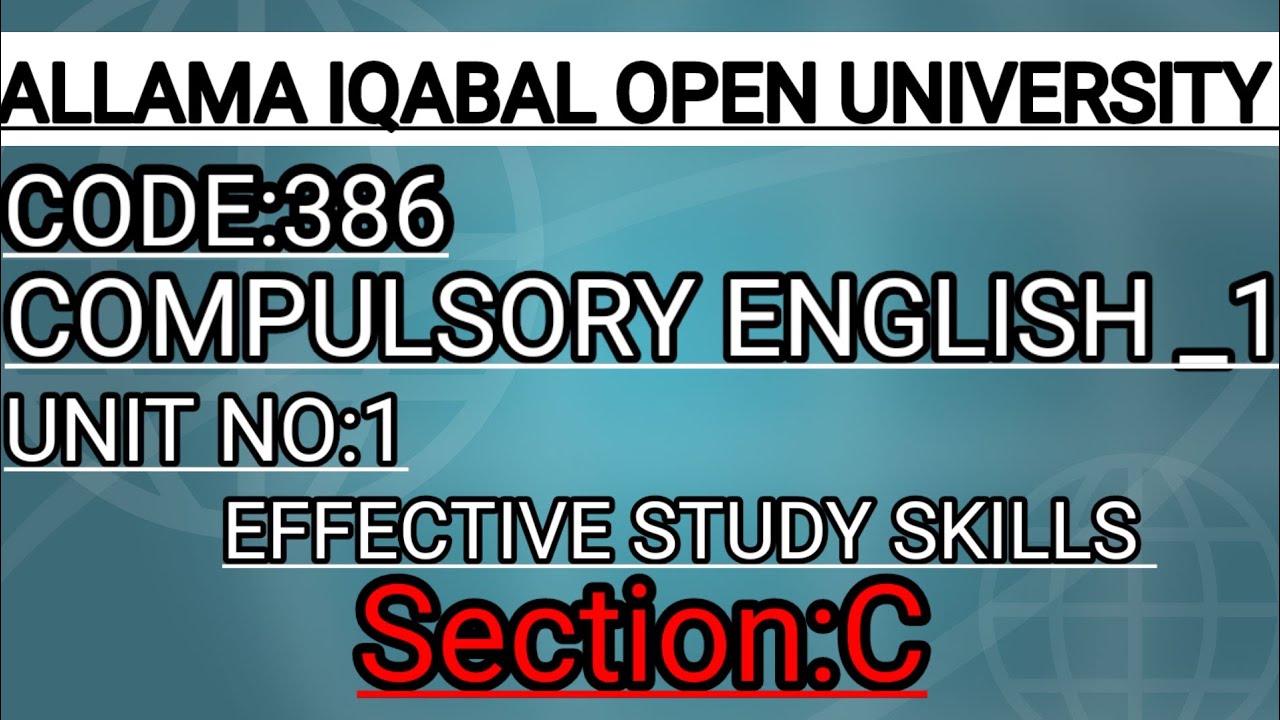 #Aiou#Code:386#Compulsory English#Unit no 1#Section no #C - YouTube