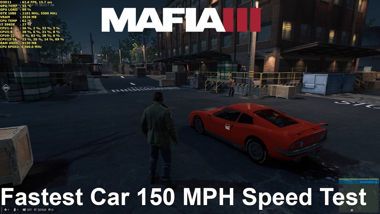 Mafia 3 Fastest Car De'Leo Traviata 150MPH City Max Speed Test | GTX 1080 | i7 5960X 4.5GHz