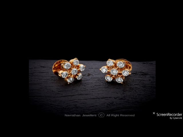0.75 Carat 7 Stone Flower diamond Earring In 18K Yellow Gold | Fascinating  Diamonds
