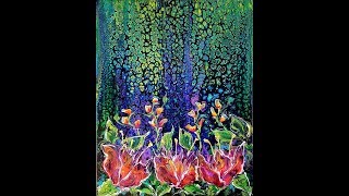 DA62 Acrylic Pouring Swipe on Black Abstract Flowers and More with Sandra Lett 050818