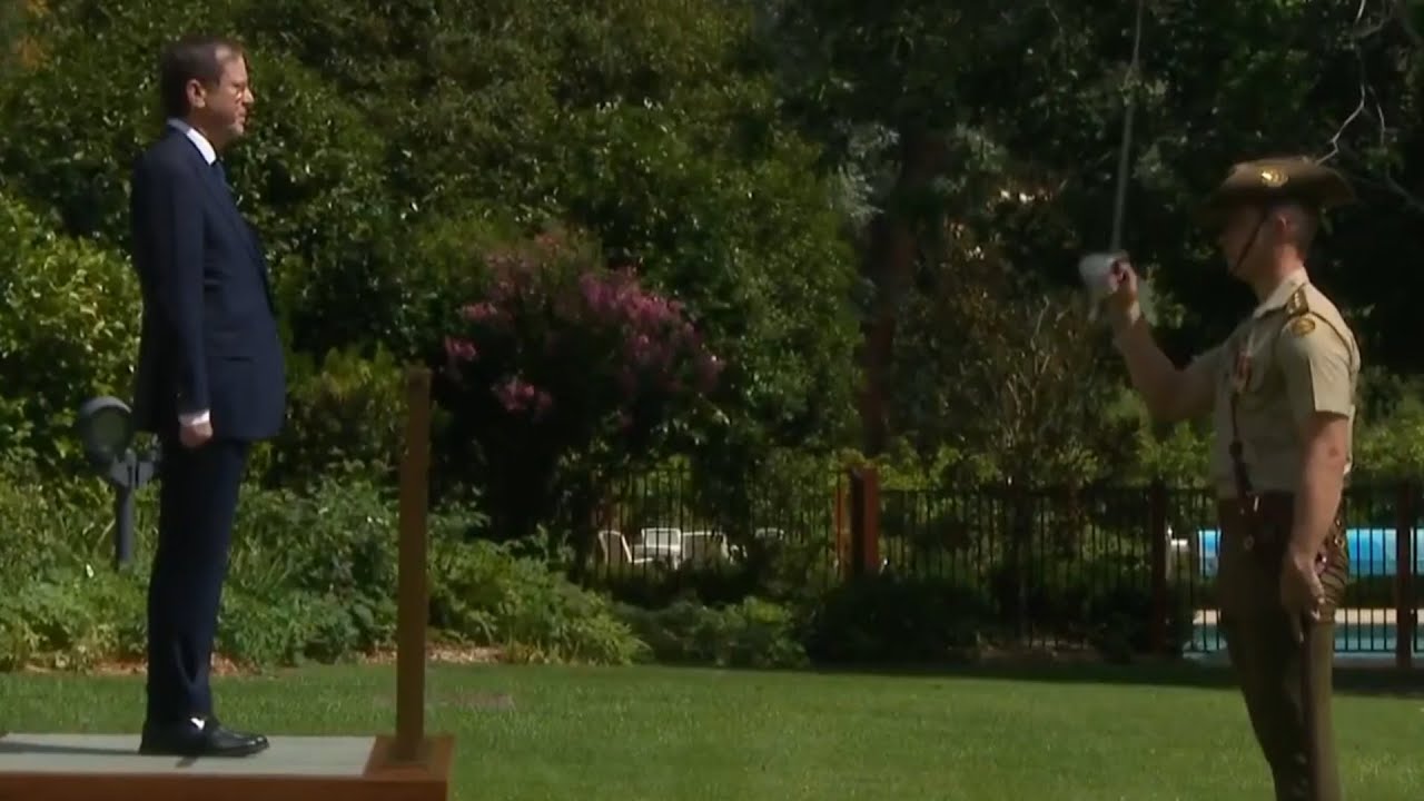 Isaac Herzog arrives at Government House in Canberra