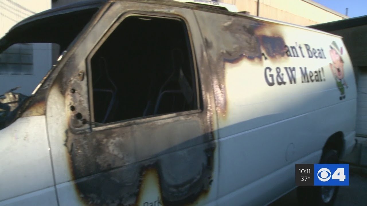G&W Meat Company's delivery van stolen, used to commit crime, then set