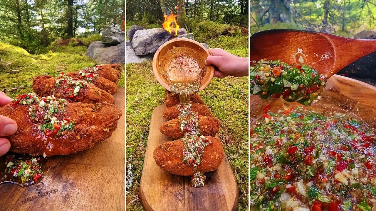 Cooking Crispy Chicken Breast in Nature ? Spicy Cheese Stuffed Chicken Breast