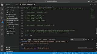Javascript tutorial 1.1.2 - Grammar and Types - Declarations - Declaring Variables