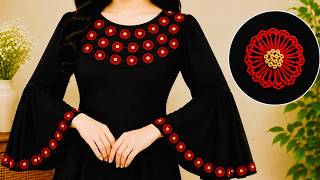 VIRAL Stitch Borderline Embroidery On DressesVery Easy Borderline Embroidery Tutorial  For Beginners