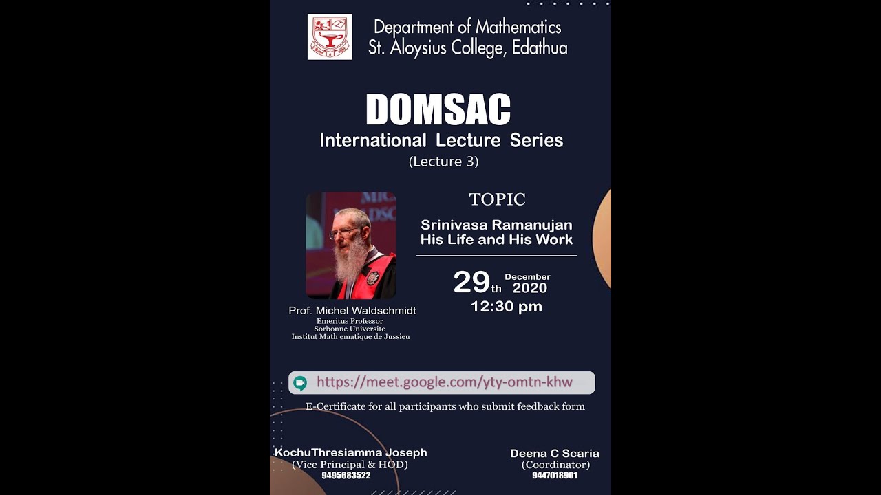 DOMSAC International Lecture Series - Lecture III by Michel Waldschmidt