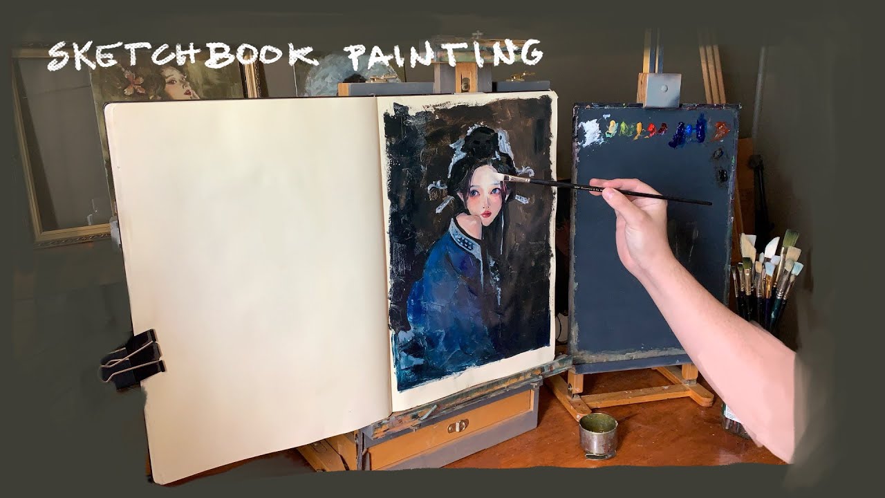 Sketchbook painting - oil painting from start to finish (varnish) - YouTube