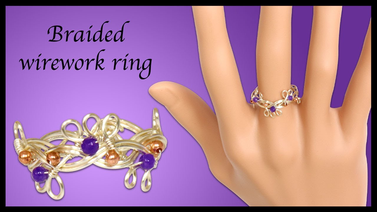 DIY organic beaded wirework braided ring YouTube