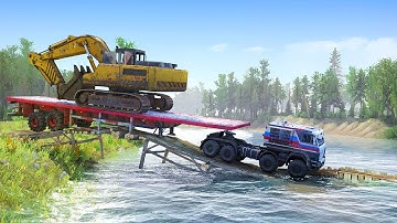 SHOCKING! Excavator Delivery BLOCKED by COLLAPSING Bridge Over FLOODED River