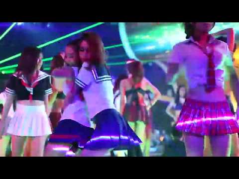 Sexy thai school girl dance in club with mini skirt