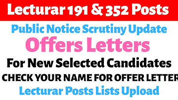 Lecturar Posts • Appointment Letters • New Selected Candidates Lists Upload Check Your Name