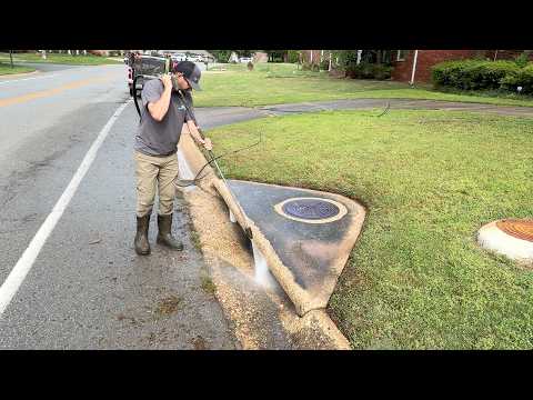 Cars ZOOMING by while we cleaned this massive driveway