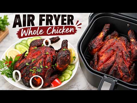 Easy Air Fryer Whole Tandoori Chicken Recipe by Tiffin Box | Perfect Air Fryer Chicken: Super Juicy!