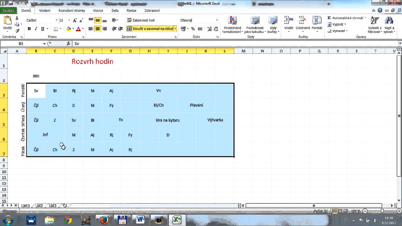 Excel Raspored Rozvrh -excel - YouTube