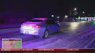 Ice continues to accumulate on roads across North Texas