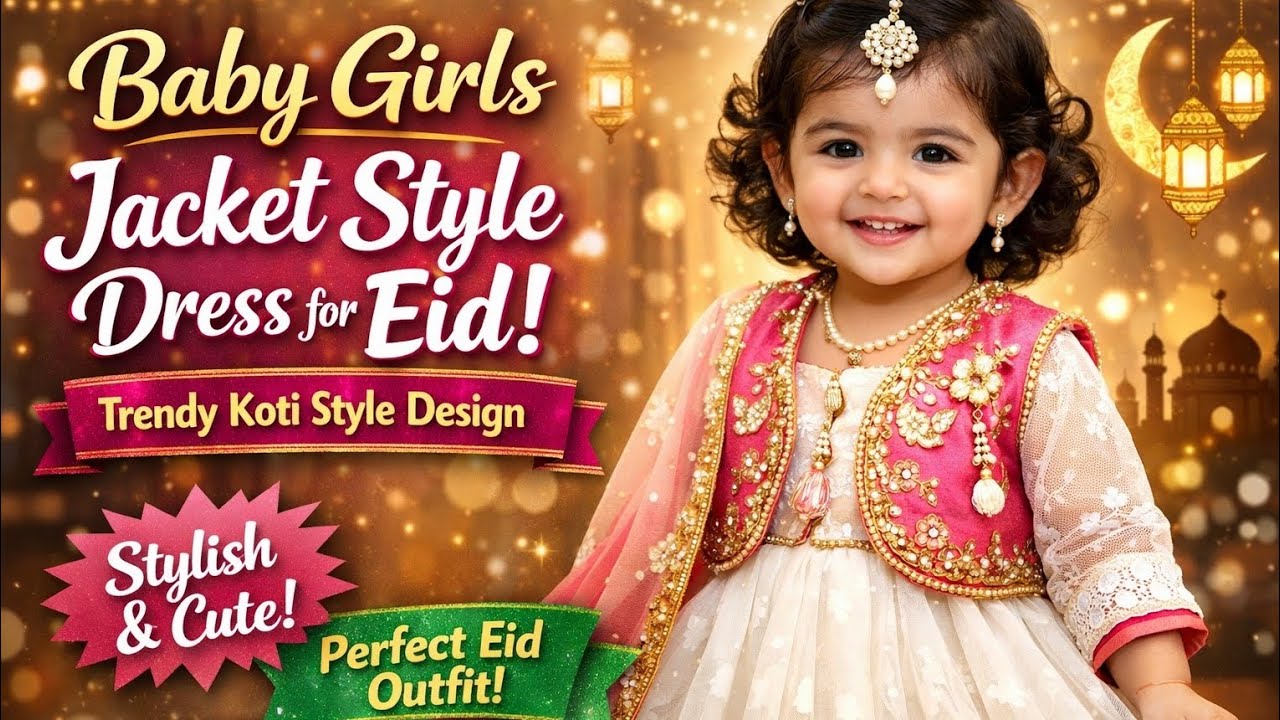 Baby Girls Jacket Style Dress for Eid | Trendy Koti Style Dress Design