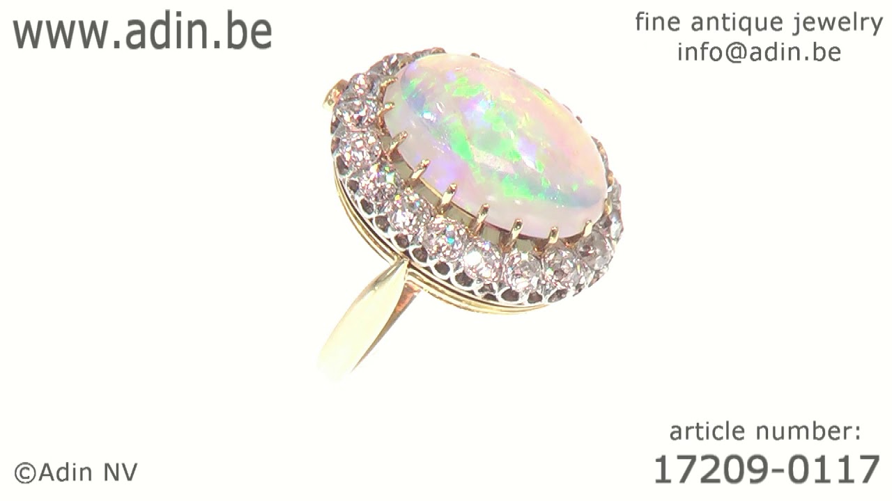 Victorian interchangeable ring necklace with opulent opal and diamonds. (Adin reference: 17209-0117)