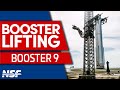 SpaceX Lifts Starship Booster 9 to Launch Pad at Starbase