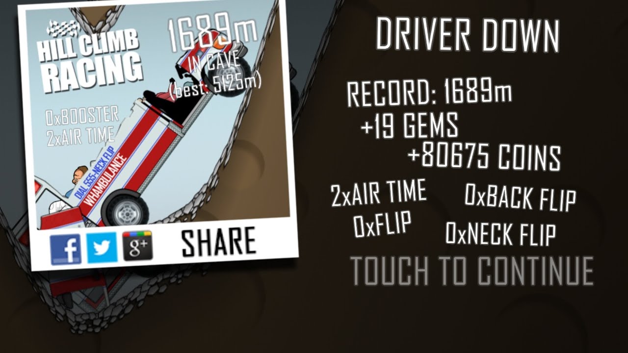 Hill Climb Racing: Ambulance & Cave 1689m (WR) 