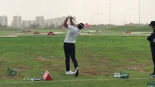 Brooks Koepka on the range in Abu Dhabi