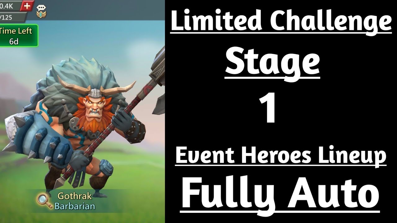Lords mobile Barbarian Limited Challenge Stage 1 Fully Auto|Barbaric Journey stage 1 Fully Auto