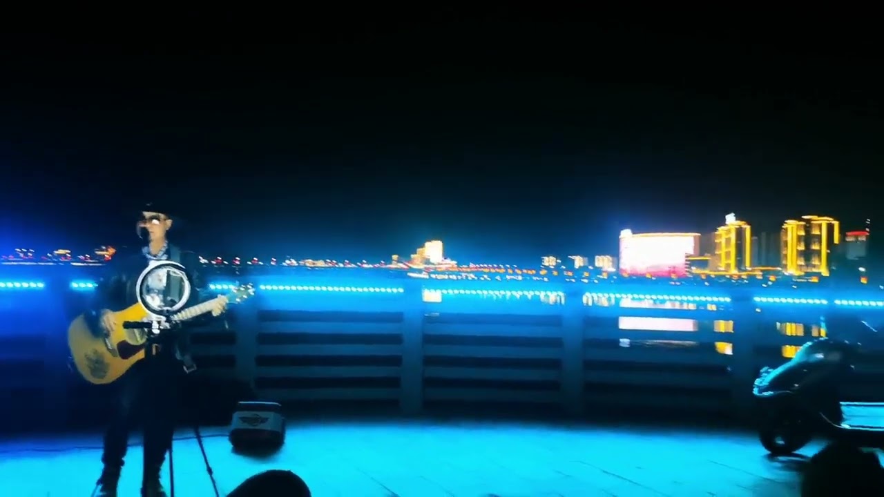 Beautiful Lhasa River at night, Tibet