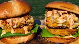 Crab Cake Burger Recipe | Fried Green Tomatoes | Crab Cake Recipe