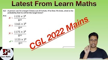 A person can hit a target 5 times out of 8 shots.If he fired 10 shots what is the probability that