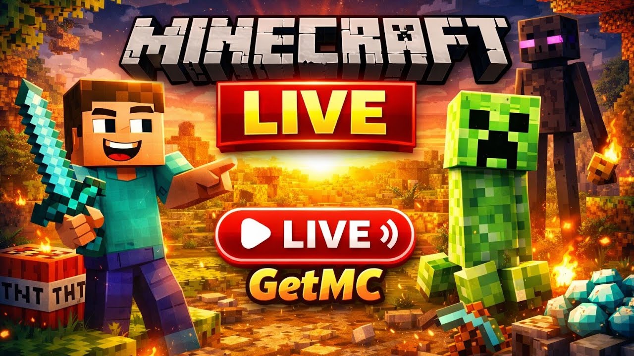 GetMC is live Minecraft LIVE 🔴 | Survival + Fun Gameplay | GetMC