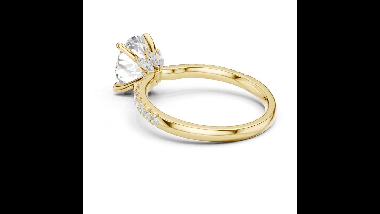 Oval Cut Diamond with Marquise Hidden Accents Pave Band Ring