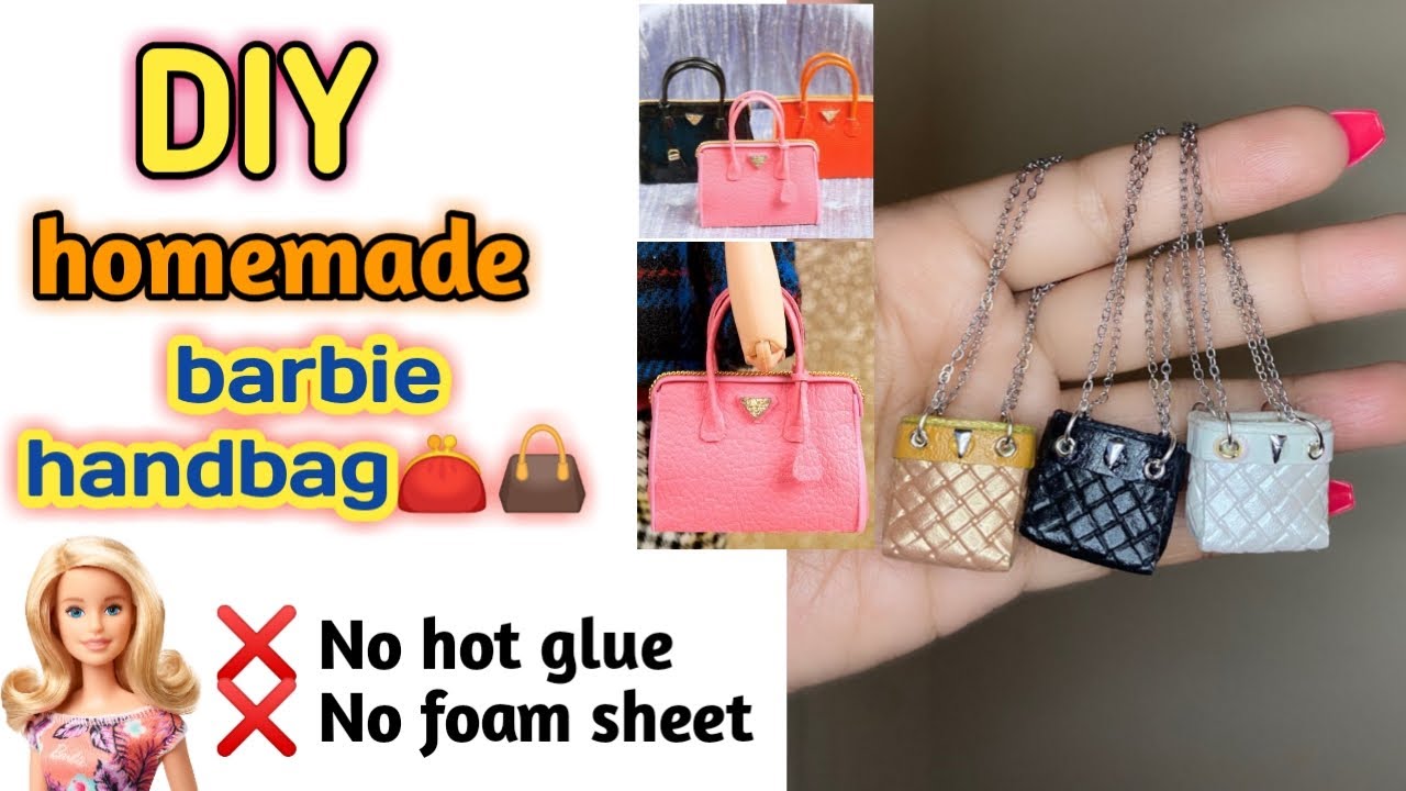 Diy homemade barbie doll handbag diy mini hand bag how to make