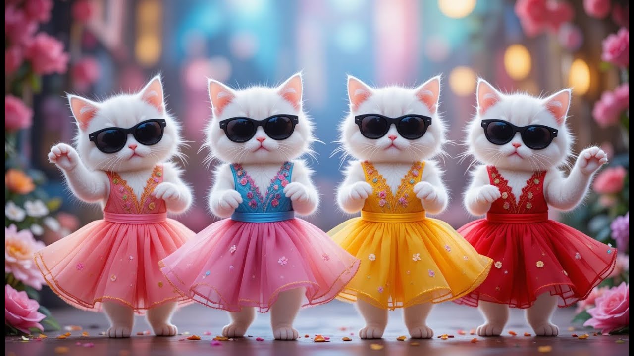 Funny Cat Dance With Sunglasses | Viral Cute Cartoon Cats | AiCat Jamz 😻💃