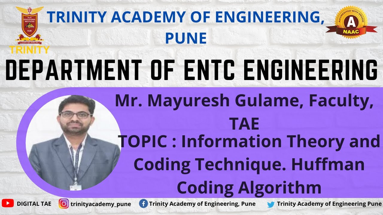Information Theory and Coding Technique. Huffman Coding Algorithm - YouTube