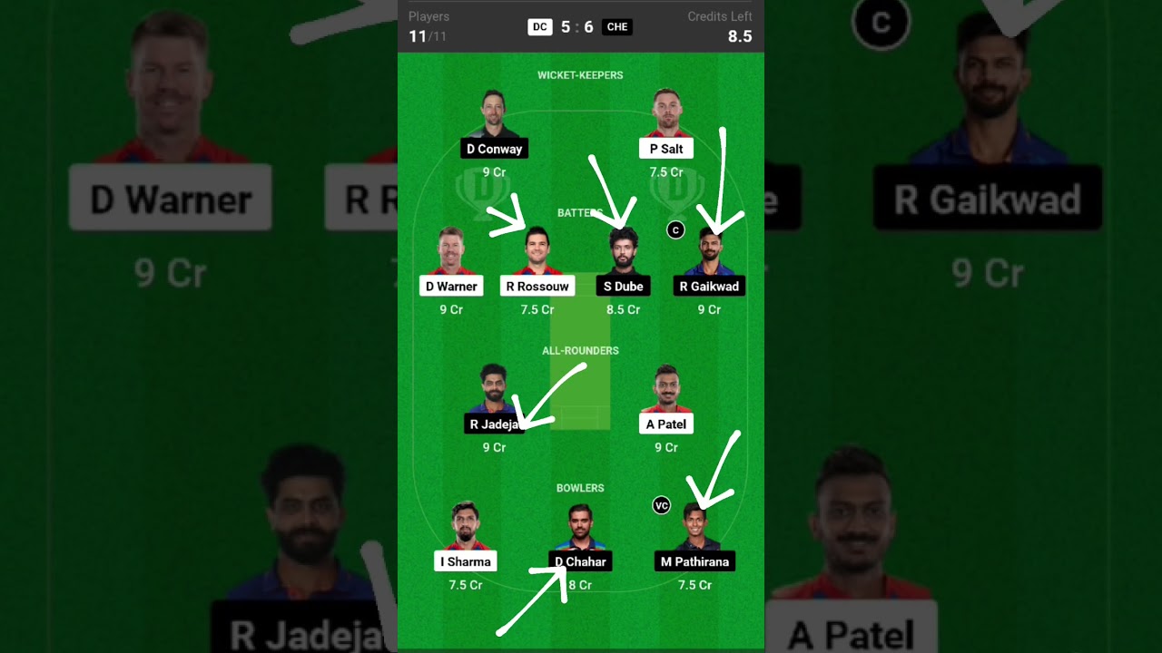 DC vs CSK Dream11 Prediction | Dream11 Team of Today Match | DC vs CSK Dream11 Team  