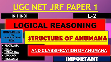 L-2 II (HINDI)STRUCTURE AND KIND OF ANUMANA II LOGICAL REASONING I BY FIRDAUS JABIN I 2  QUIZ LINK 👇