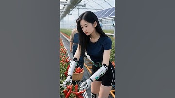Agricultural assistant, a female humanoid robot helps this man harvest chilies #humanoidrobot #ai