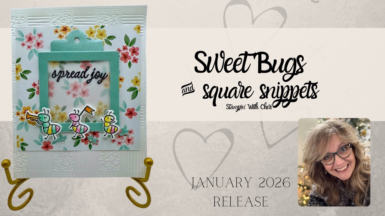 Милые жучки встречают квадратные фрагменты! Супермилая открытка от Stampin' Up!