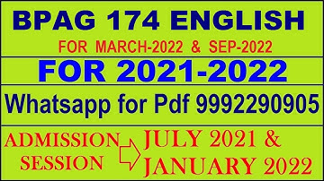 BPAG 174 Solved Assignment 2021-22 in English Pdf @20rs 9992290905.