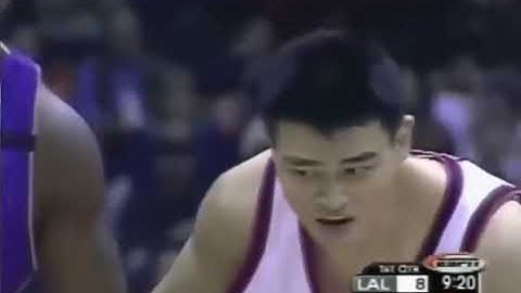Yao Ming blocks Shaquille O
