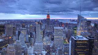 HD ASMR | 겨울 뉴욕 맨하탄 눈오는 저녁 재즈가 흐르는 창가에서