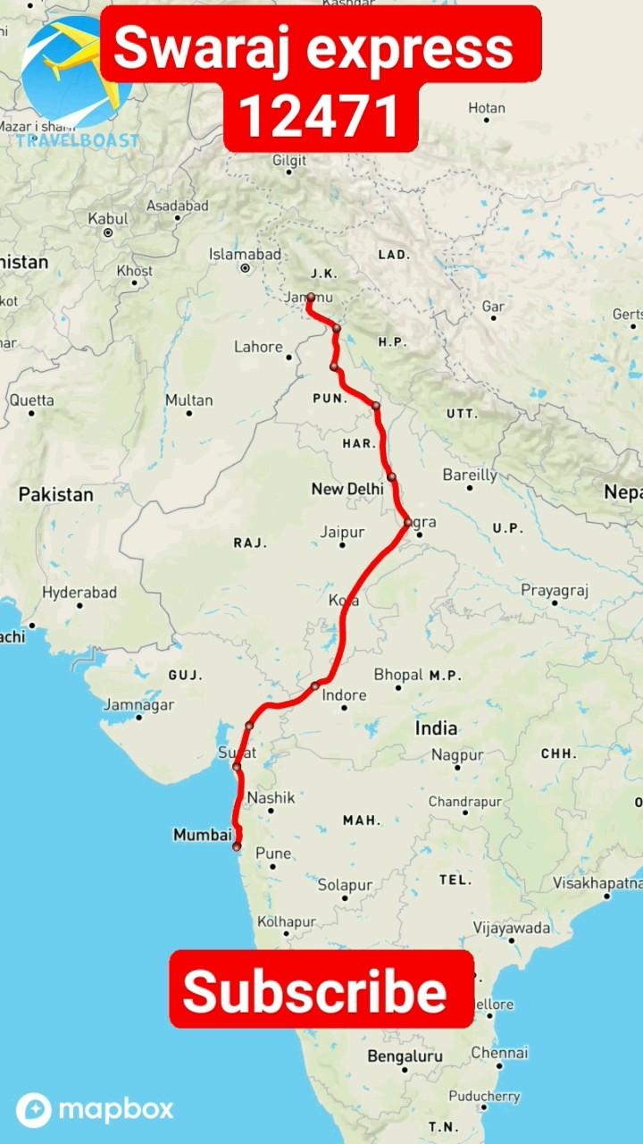 Swaraj Express 12471 Bandra Mumbai To Katra Train Journey Route On Map Oardefault